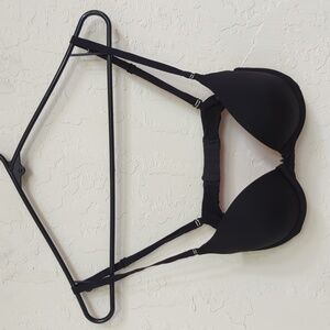 PINK Victoria's Secret Black Pink-Lined Campus Push-Up Bra Size 32C